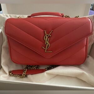 Yves Saint Laurent Coral Quilted Shoulder Bag